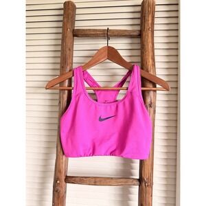 Nike Sports Bra Womens Medium Pink Excellent Dri-FIT Racerback Swoosh Logo